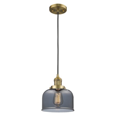 Innovations Lighting 1 Light Large Bell 8In. Brushed Brass Mini Pendant With Smoked Glass, 507786 201C-BB-G73